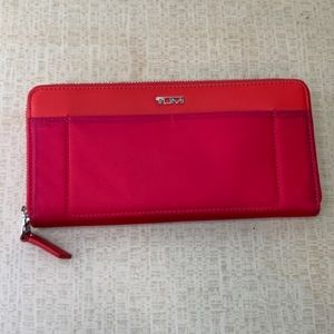 TUMI Hot Pink Zip Around Continental Wallet